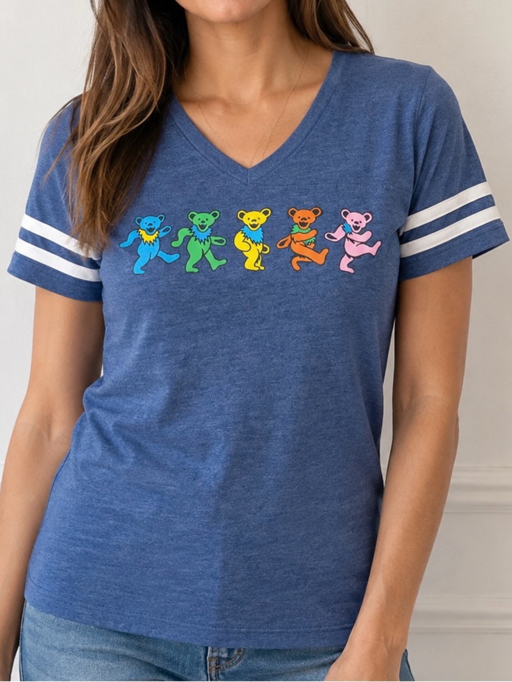 Dead & Company Sphere 2025 Dancing Bears Blue V-Neck Concert Tee
